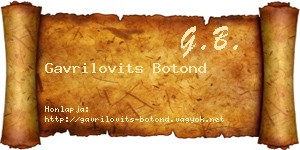Gavrilovits Botond névjegykártya